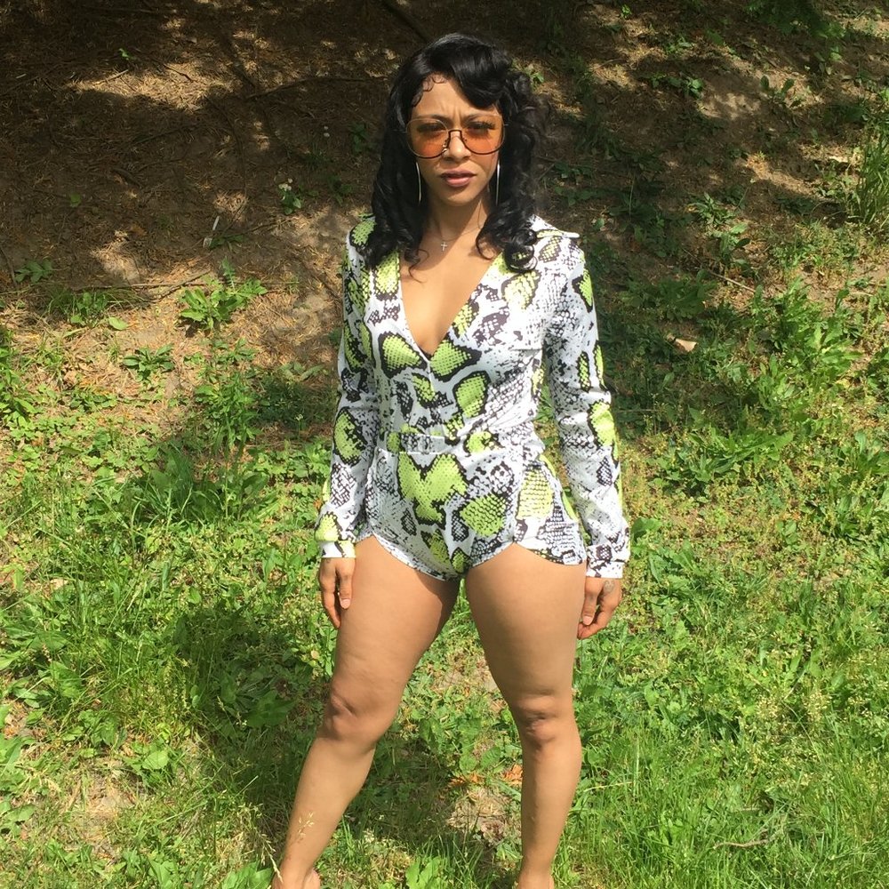 animal print long sleeve romper